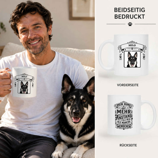 Personalisierte Tasse "Mehr Anstand"